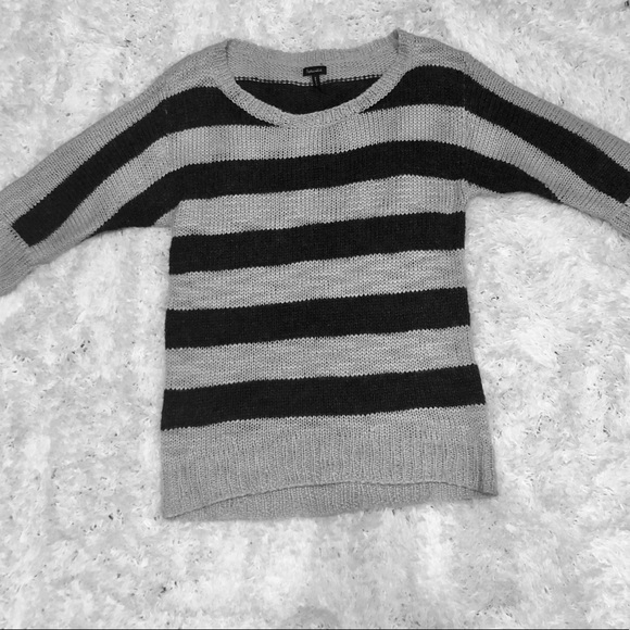 Splendid Gray Striped Wool Blend Sweater - Picture 1 of 8